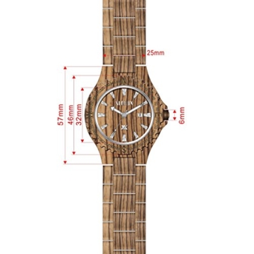 XLORDX Holzuhr ZebraHolz Braun Datum Armbanduhr Herrenuhr aus Holz Freund Ehemann Geschenk Gift Watch - 